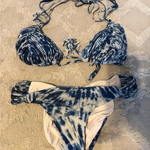 PQ Tie-Dye Blue & Cream Bikini Set